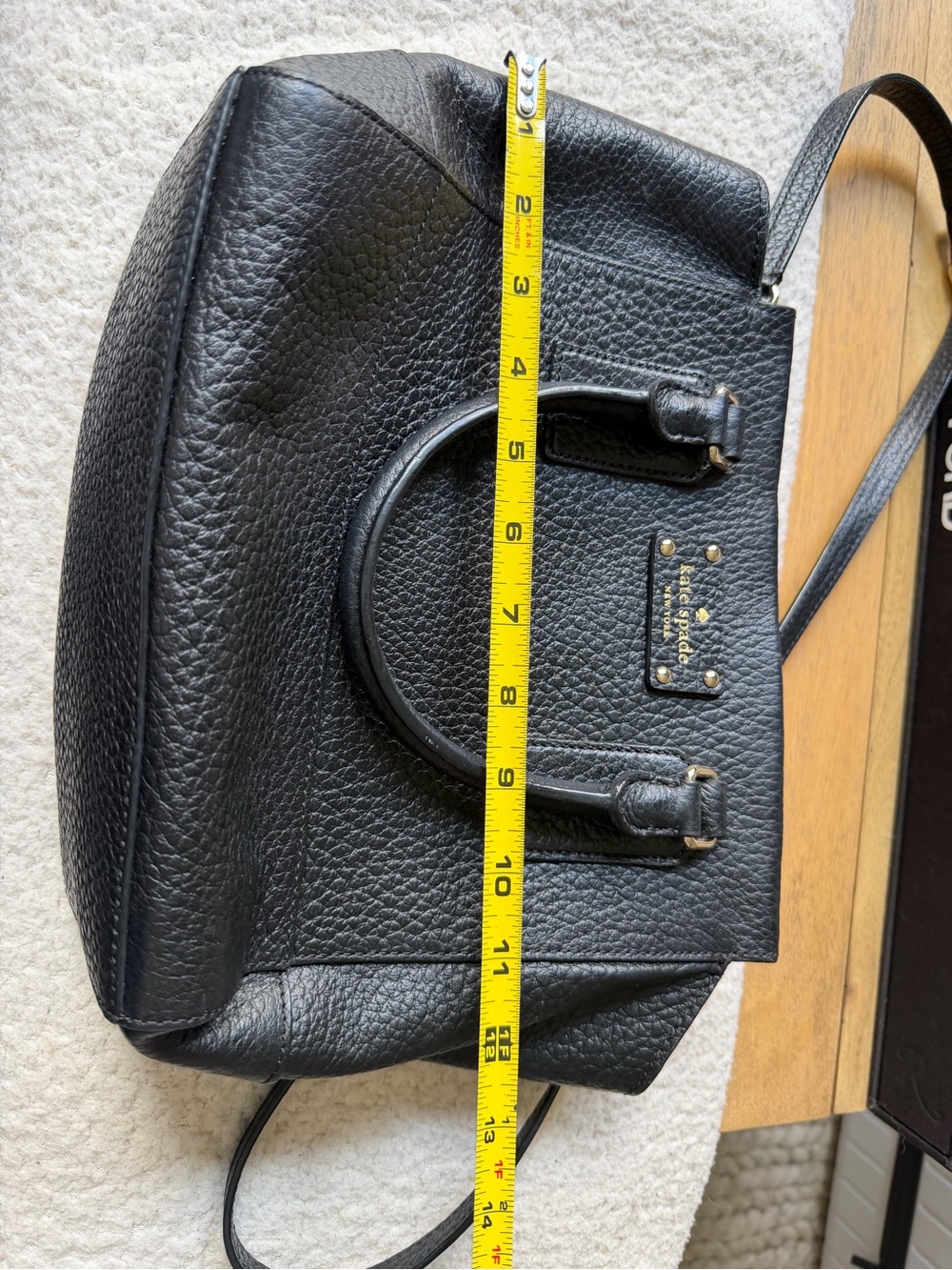 kate spade Black Pebbled Leather Satchel with Gold Hardware - Picture 8 of 14